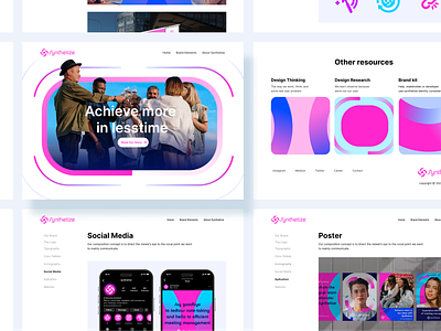 Synthetize _Brand guideline (Web version) ai artificialinteligance brandguideline branding design digital graphic design grid header illustration logo mockup moin startup typography ui ux vector webguideline website