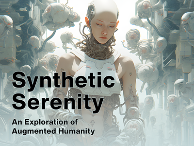 Synthetic Serenity: An Exploration of Augmented Humanity armor art augmented humanity contemporary dall e 2 digital era dvk the artist exploration future graphic design midjourney modern nano plate presentation robot serenity stable diffusion wires woman