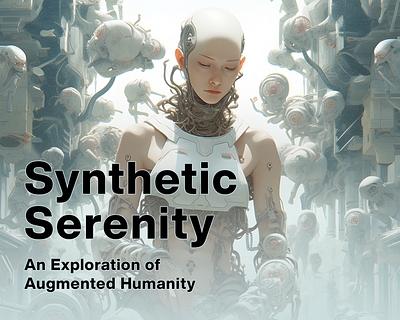 Synthetic Serenity: An Exploration of Augmented Humanity armor art augmented humanity contemporary dall e 2 digital era dvk the artist exploration future graphic design midjourney modern nano plate presentation robot serenity stable diffusion wires woman