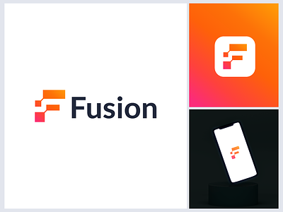 Fusion - Technology Consulting Firm Logo Design applogo branding consulting firm creative logo custom logo gradient graphic design letter logo logo logomark symbol tech technology