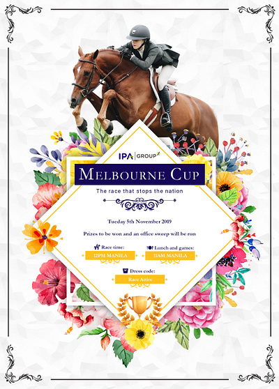 Melbourne Cup Invitation flyer graphic design