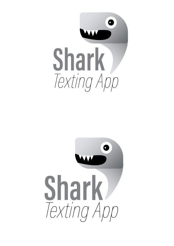 Texting app creative inspire logo messaging shark
