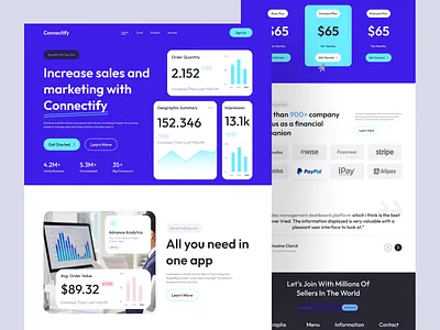 Saas landing page ( sales) b2b finance landing page management marketing page product landing saas slaes ux ui website
