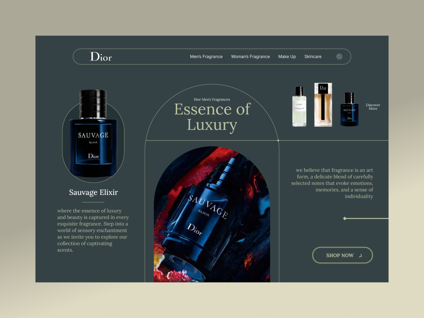 Dior Fragrance - Home Page Redesign design graphic design landing page ui website website design