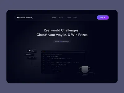 Landing Page Header dark mode dark ui header illustration landing page header