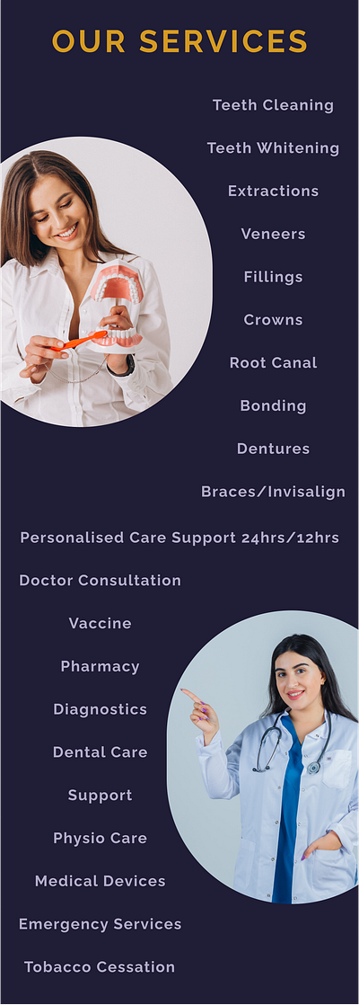 Flex Board for clinic, services poster for clinic branding graphic design ui