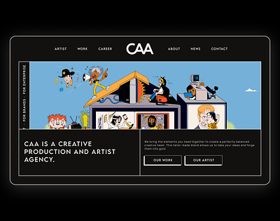 CAA Creative Artist Agency agency agency landing page agency website art gallery artist clean company illustration landing page minimal ui uiux ux design web design