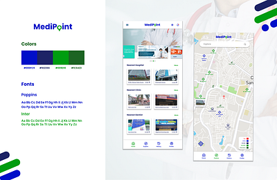 UI UX Design of MediPoint Healthcare Facility GIS Mapping App. application design gis project ui university ux