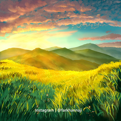 Morning in Mountain Background 2d background backgroundart backgroundillustration clipstudiopaint environtmentart illustration