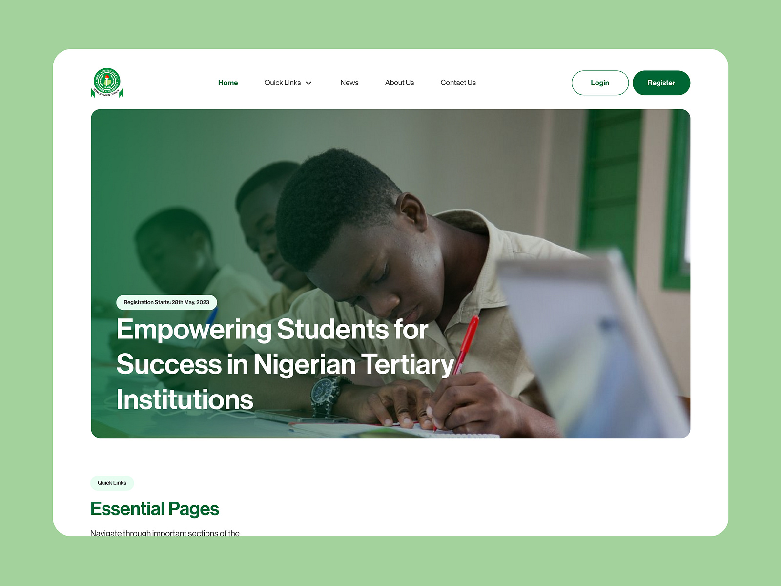 Landing Page JAMB Redesign by Octavian Designer on Dribbble