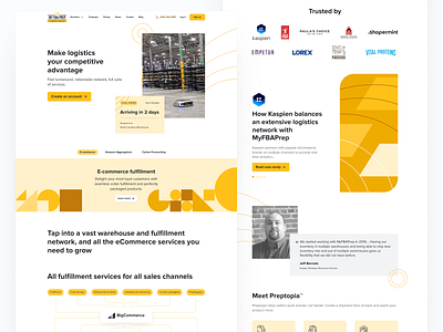 📦 Unpacking Ecommerce - MyFBAPrep Home Page abstract b2b carousel clean fulfillment home page illustration image landing page logistics logos ratings reviews slider testimonials ui user interface ux