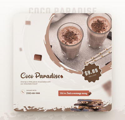 Premium Chocolate Smoothie Brand Poster app banner branding cardboard chocolate coco design graphic design juice poster design premium premium poster smoothie ui ui ux design ux