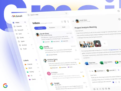 Gmail Redesign chat chatbox conversation dashboard dashborad dashbord design dshboard email gmail google inbox mail mailbox massage messaging postbox redesign ui ux