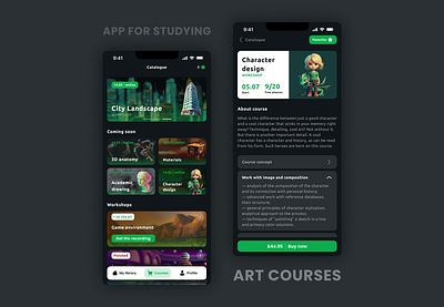 ART COURSES APP DESIGN app mobile ui