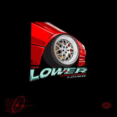 Lower suspension lover art automotive branding car custome design fashion graphic graphic design illustration japan jdm racing red rims sport style tshirt vector