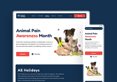 Animal Holiday Landing Page animal holiday landing page pet petshop user interface