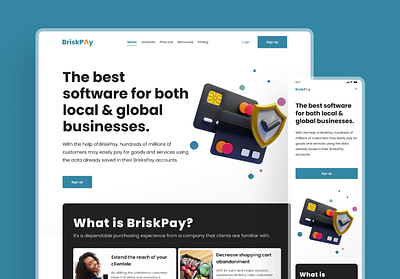 BriskPay FinTech Landing Page ewallet fintech landing page payment user interface website