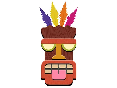 A Wooden Mask crash bandicoot inspiration design game assets game character gamedev graphic design illustration tropical mask ui wooden mask