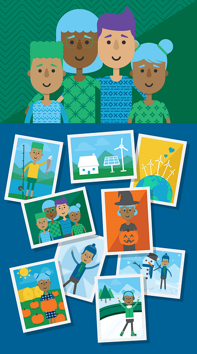 Green Mountain Energy Green Traditions Campaign Illustrations design graphic design illustration vector