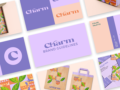 Charm - Brand Guidelines box brand guidelines brand identity branding design illustration logo logo design modern paper bag pattern subscription tea visual identity