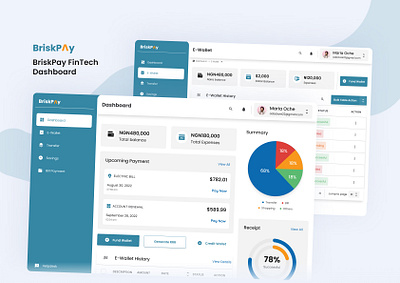 BriskPay FinTech Dashboard airtime dashboard ewallet finance fintech payment transaction