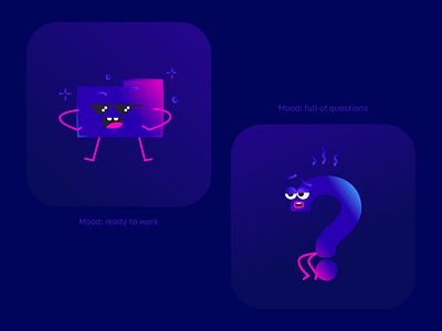 Characters/Mood blue branding characters design full of questions gradient graphic design illustration mood question ready to work vector work