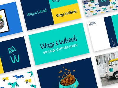 Wags & Wheels brand guidelines brand identity brand pattern brandbook branding design dogs graphic design illustration logo logo design wags