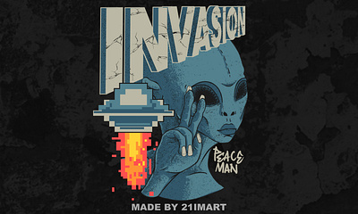 Invasion | T-Shirt design alien artwork available for purchase branding character design clothing graphic design illustration t shirt design