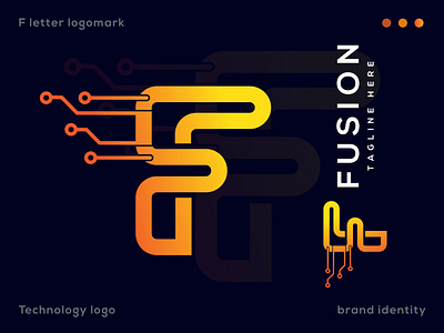 Letter F technology logo design brand identity tech logo technology technology logo