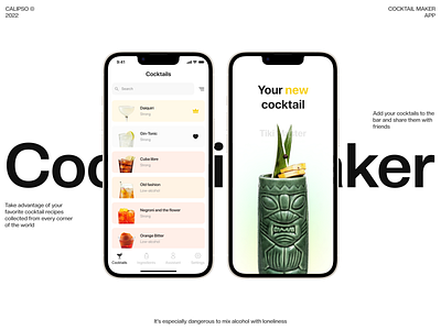 Cocktail Maker alcohol app app cocktail cocktail drinks maker mobile app ui ui ux