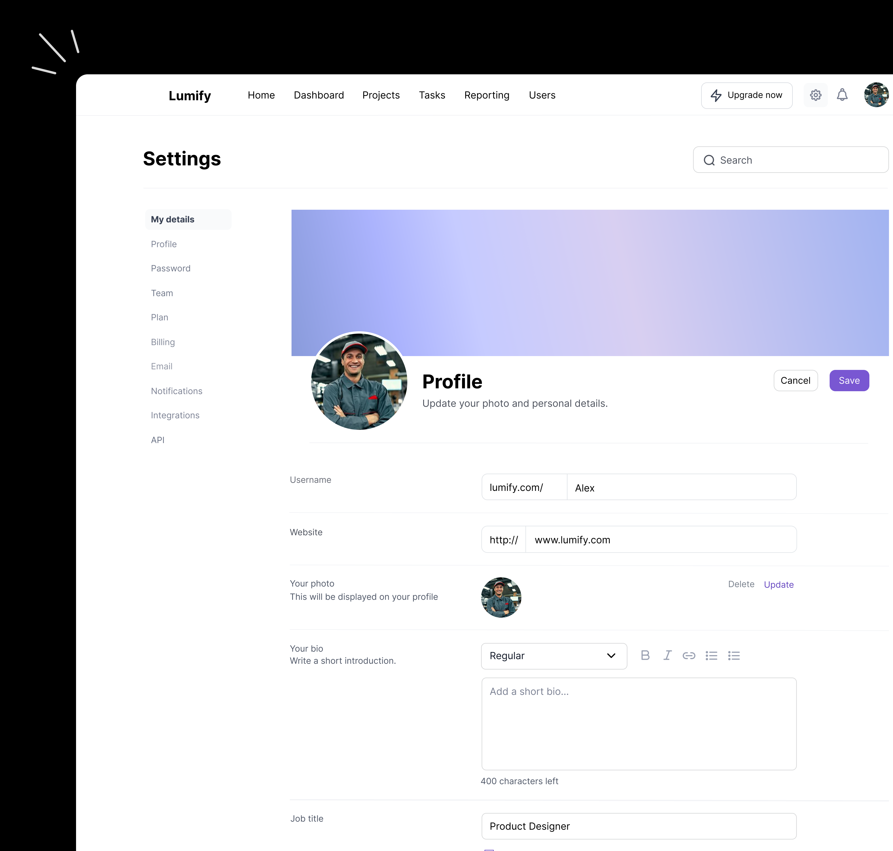 Profile Settings UI customize profile ui ux