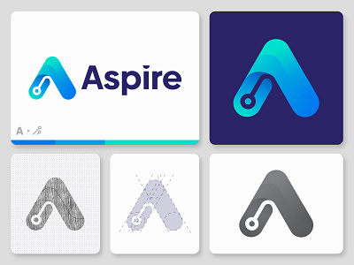 Aspire - Logo design project for a Technology company ai app logo branding creative logo design fintech gradient logo icon letter a logo logo logotype modern logo saas software logo startup logo symbol tech tech company technology logo web 3