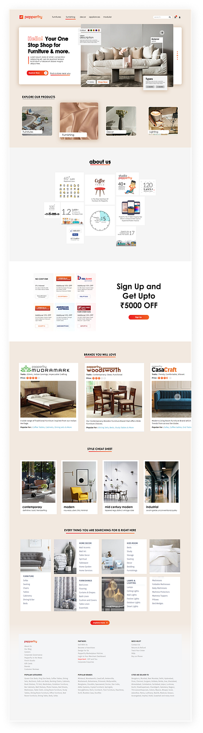 Redesign of the Pepperfry Website design graphic design illustration ui ux