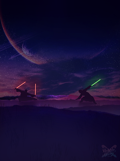 Sith vs Jedi final fight illustration