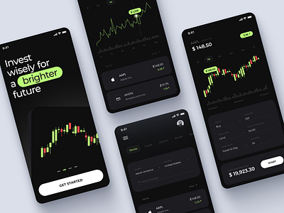 Trading Mobile App application design figma finance interface minimal mobile service traiding typogaphy ui ux