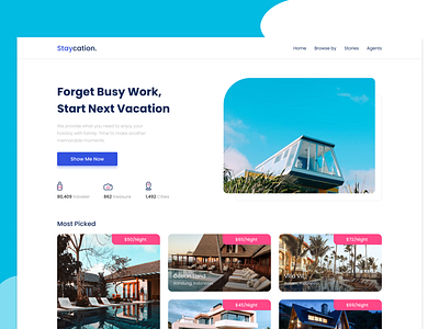 Staycation - When Beauty Meets Conversion accomodation adventure design figma holiday hotels landing page staycation ui ui design vacation web design