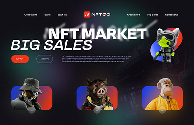 NFT Market app branding design graphic design illustration nft practice ui ux webpage website практика