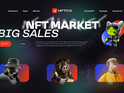 NFT Market app branding design graphic design illustration nft practice ui ux webpage website практика