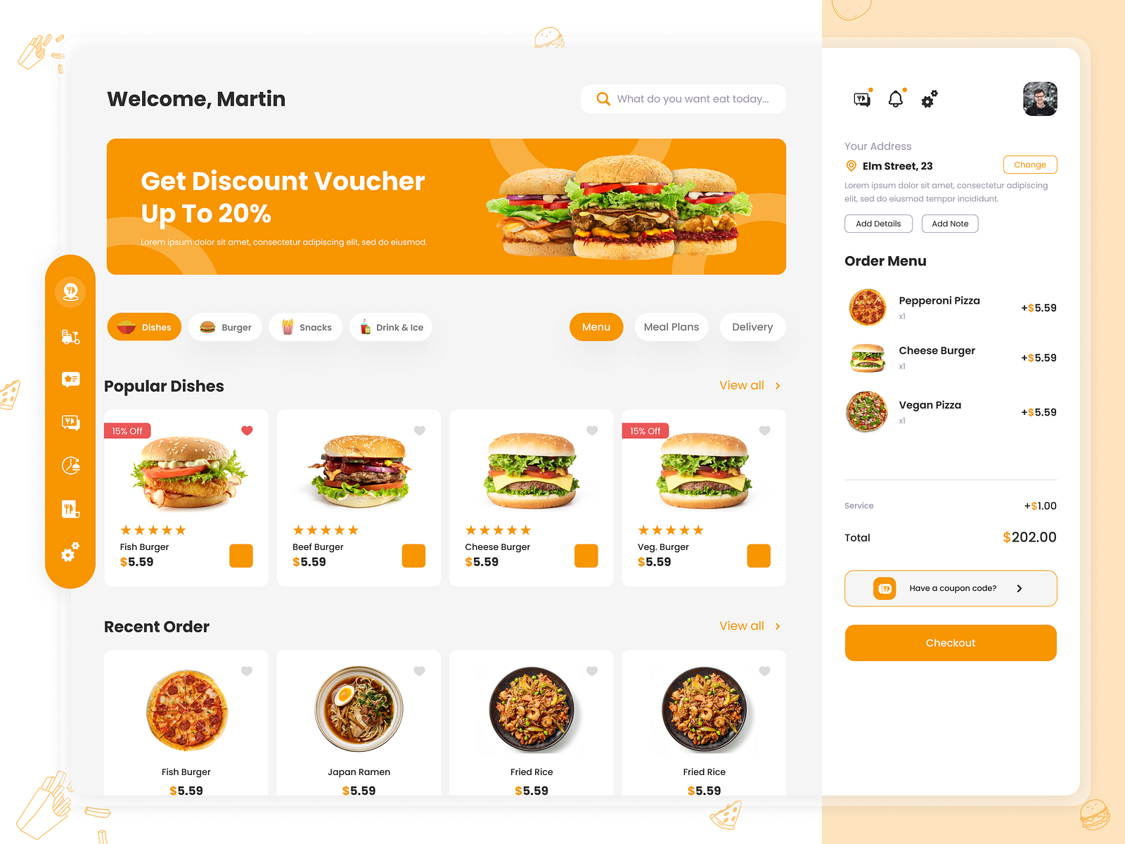 Online food ordering web Dashboard by Dharmesh on Dribbble