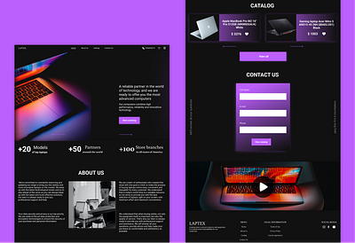 Online laptop store - Website design black branding dark laptop ui uidesign uiux uiux design uxdesign vector web design web design