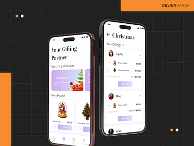 Mobile App UI - Gift Tracking brand design branding gifting app ui graphic design logo mobile mobile app mobile app design ui ui design uiux user experience user interface ux