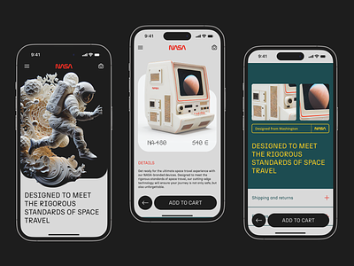 NASA Merch to Space Travels app branding concept design ui ui design visual