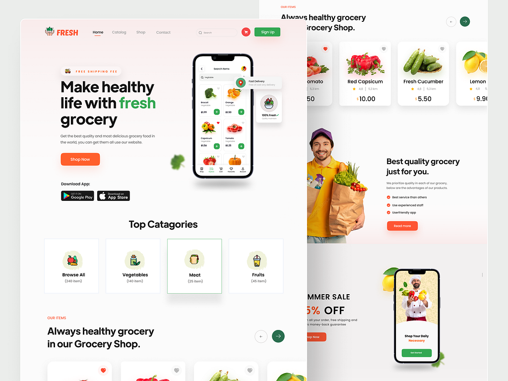 Grocery website design UI by Tajrin Nahar on Dribbble
