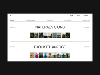 Photography Portfolio Work Page clean creative design gallery grid grids layout minimal modern portfolio ui ui design ui ux unique user interface web web design webdesign website white space