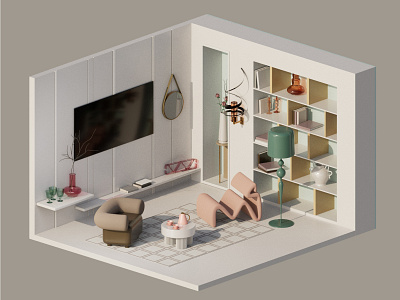3D Room — Calm 3d arnold calm cg cinema4d rozov sofa tv visualisation wnbl