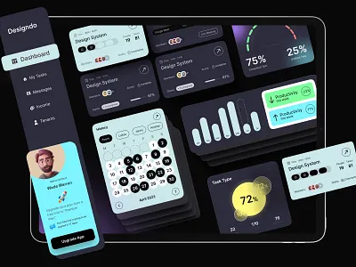 UI Components Dark Theme admin panel components dark dashboard dark theme dashboard ui design design design system product design ui kit ux dashboard web app web development