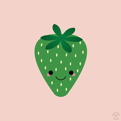 Green Strawberry adobe illustrator adorable adorable fruit bright character design cheerful chibi colourful cute cute fruit digital art food fruit green strawberry happy fruit illustration kawaii strawberry vector