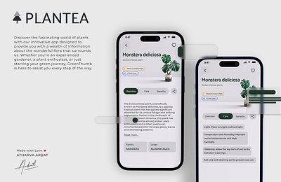 Plant care app - Plantea App UI/UX app design elegant graphic design green minimal plant tree typography ui ux