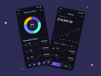 Crypto Wallet Mobile-App Concept app design blokchain btc clean crypto crypto currency crypto wallet dark mode design digital wallet eth graphic design ios version minimal mobile app design mobile ui ux design modern design transection ui design wallet