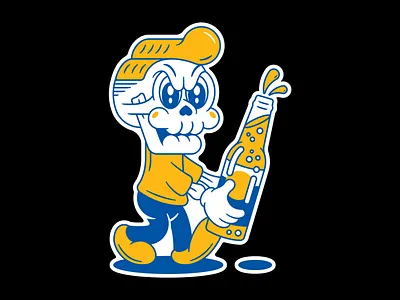 FILTHY HABITS badge band merch beer bottle boy cartoon character craft beer design frosty hair illustration line merch old school retro skull vector vintage